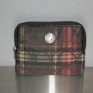 Coach small coin purse plaid
